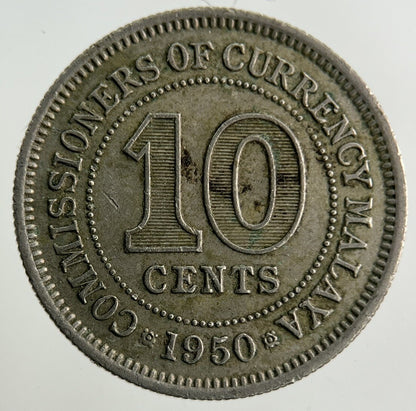 1950 Malaya 10 Cents Coin | Fine Collectable Grade
