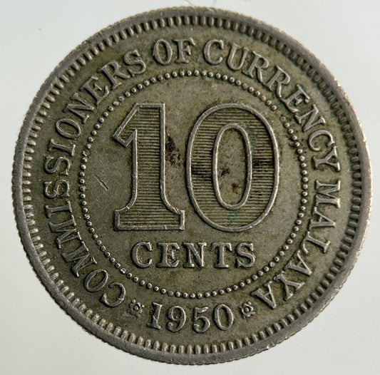 1950 Malaya 10 Cents Coin | Fine Collectable Grade