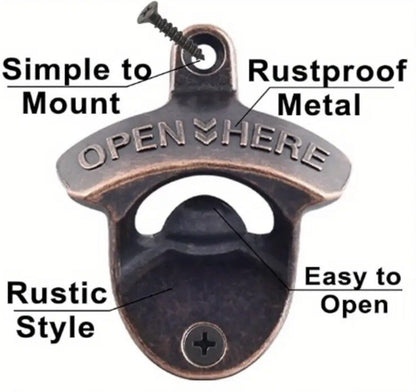 Metal Wall Mounted Bottle Opener Traditional Pub Design - UK Stock