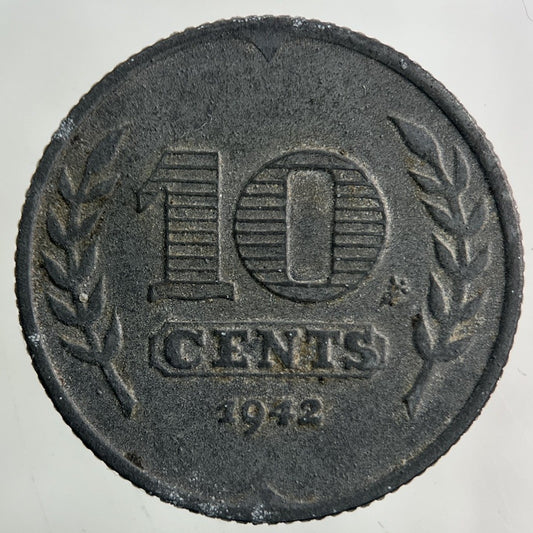 1942 Netherlands 10 Cents Coin | Fine Collectable Grade