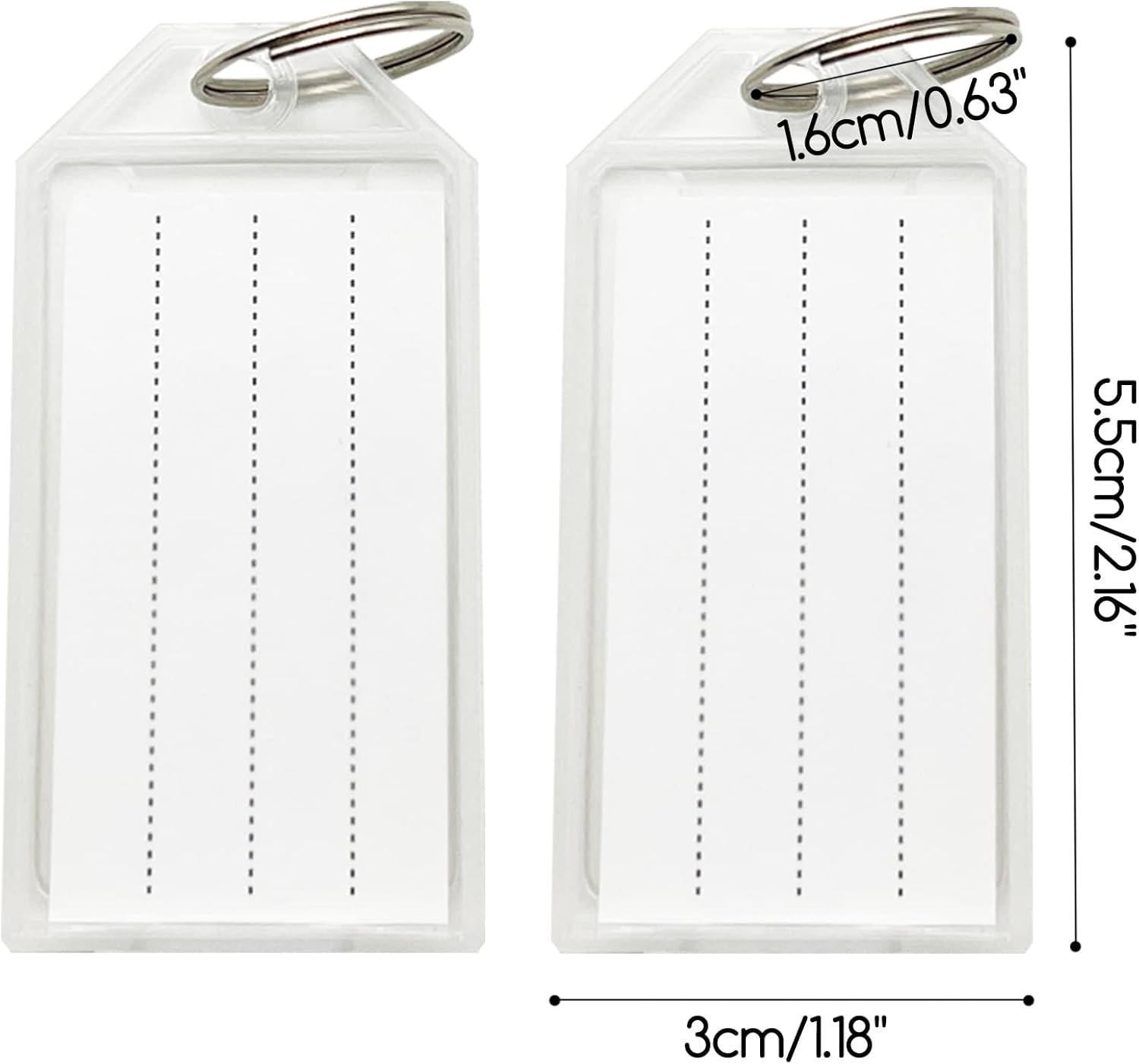 10 Clear White Large Plastic Key - Ring ID Tags Name Label Key Fob Tag - UK Stock