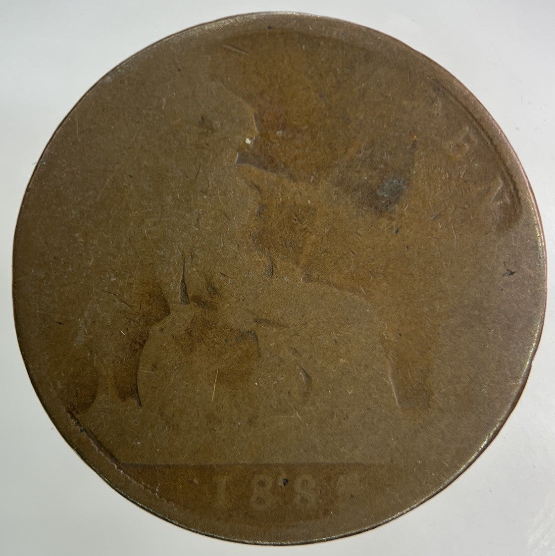 1885 Victoria One Penny Coin | Worn Grade