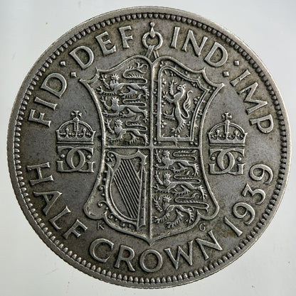 1939 George VI Half - Crown Silver Coin | Fine Collectable Grade
