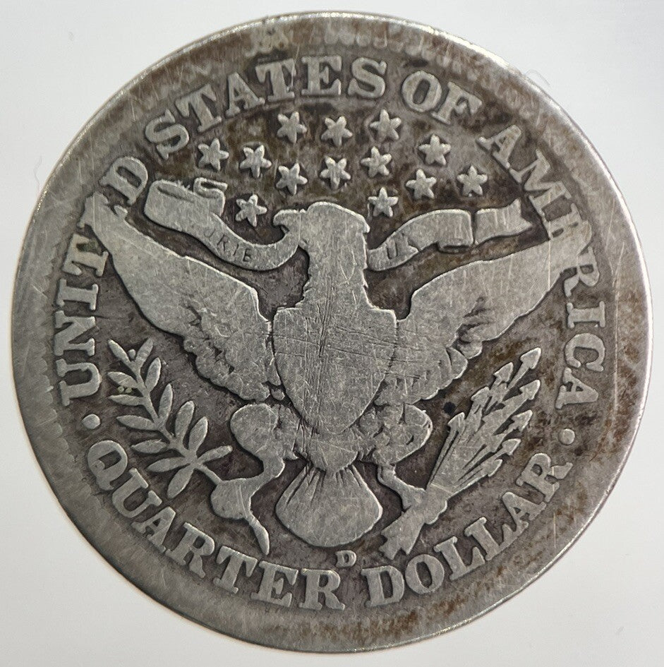 1916 - D US USA Barber Quarter Silver Coin | Collectable Grade