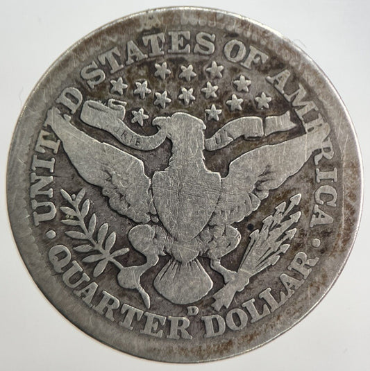 1916 - D US USA Barber Quarter Silver Coin | Collectable Grade