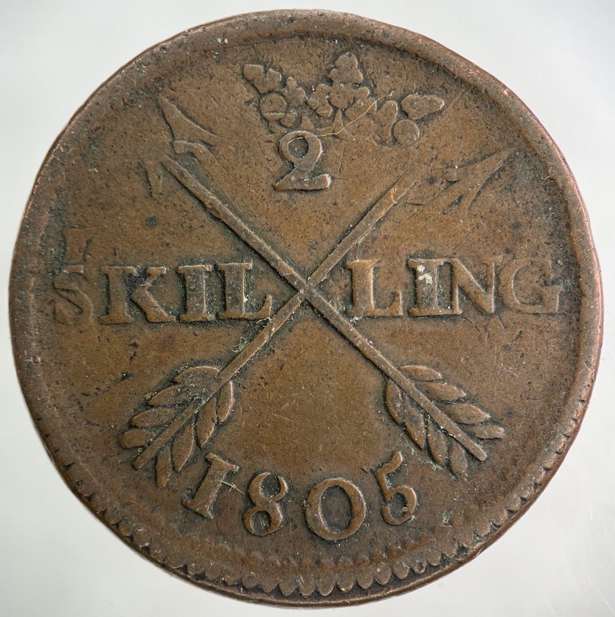 1805 Sweden 1/2 Skilling Error Coin | Fine Collectable Grade