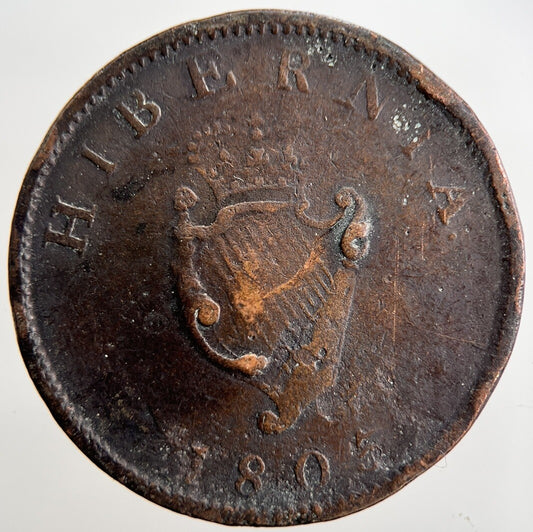 1805 Hibernia George III 3rd Irish Half - Penny Coin | Collectable Grade
