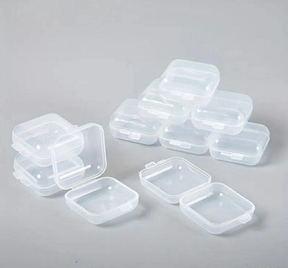 12 x Mini Clear Plastic Small Craft Box Jewellery Ring Storage Case Container