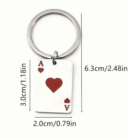 Mini Metal Red Ace Playing Card Keyring Premium Keychain Gift UK