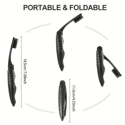 2 x Black Fold - able Folding Travel Toothbrush For Travel Camping Hiking UK