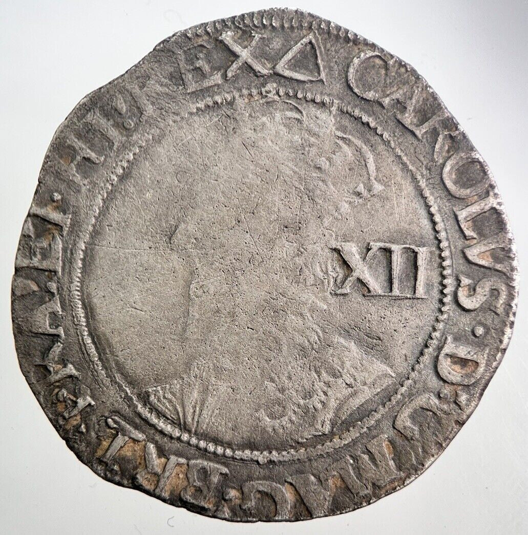 1625 - 49 Charles I 1st Tower Mint Shilling Silver Hammered Coin | a5979