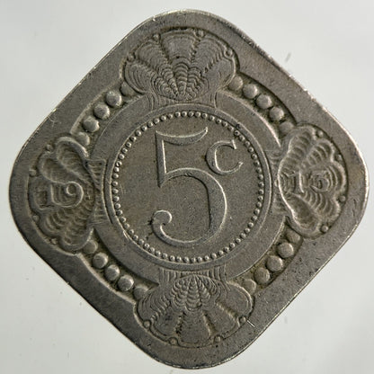 1913 Netherlands 5 Cents Coin | Fine Collectable Grade