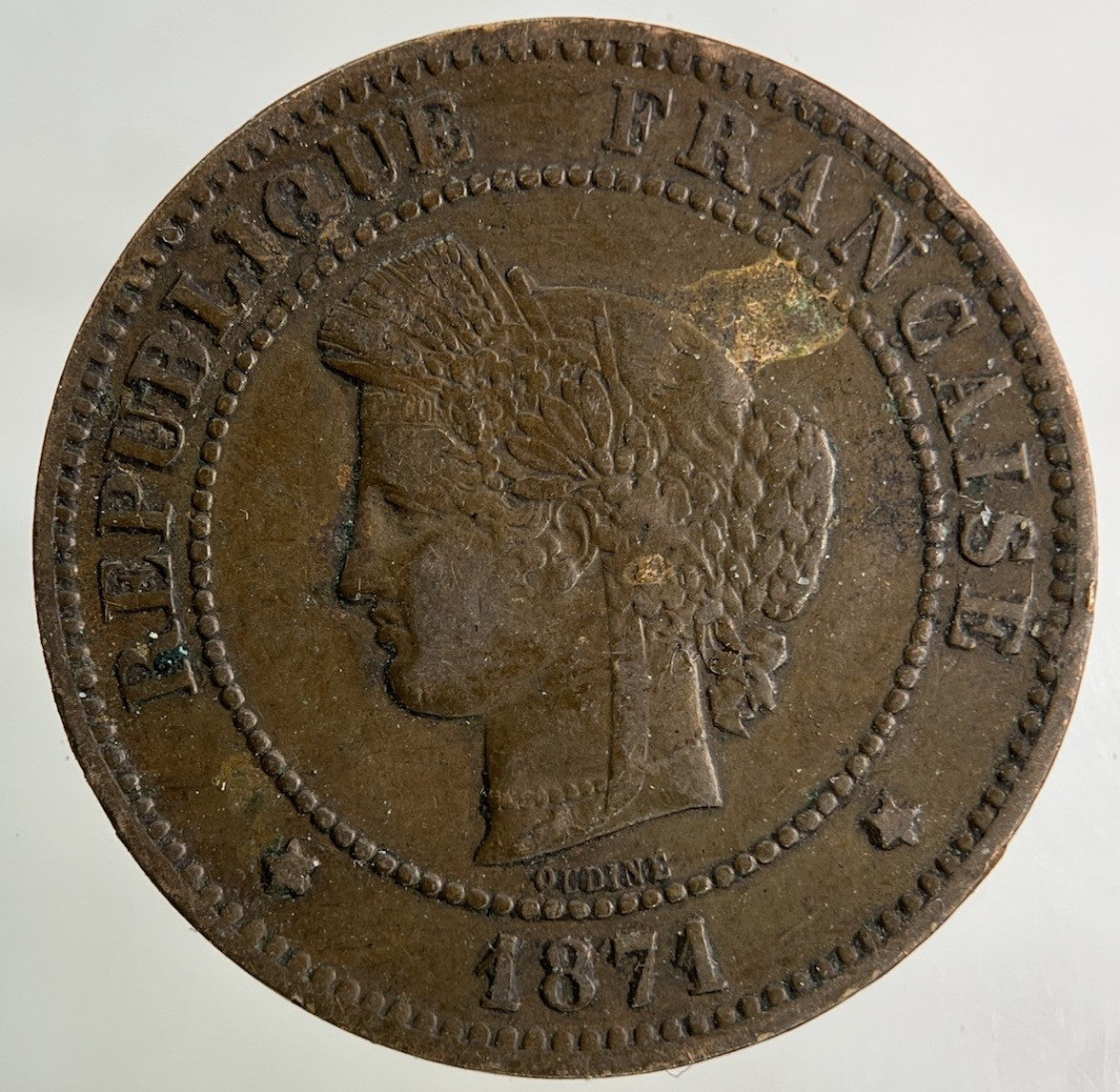 1871 France 5 Centimes Coin | Fine Collectable Grade