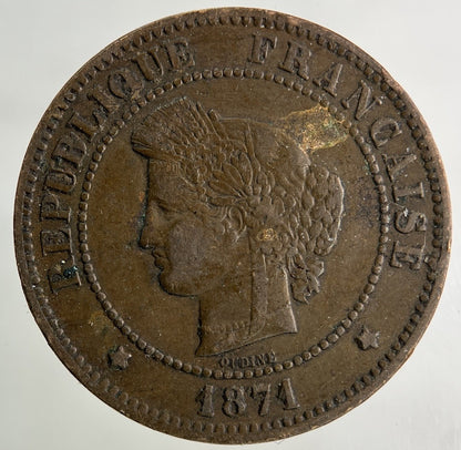 1871 France 5 Centimes Coin | Fine Collectable Grade