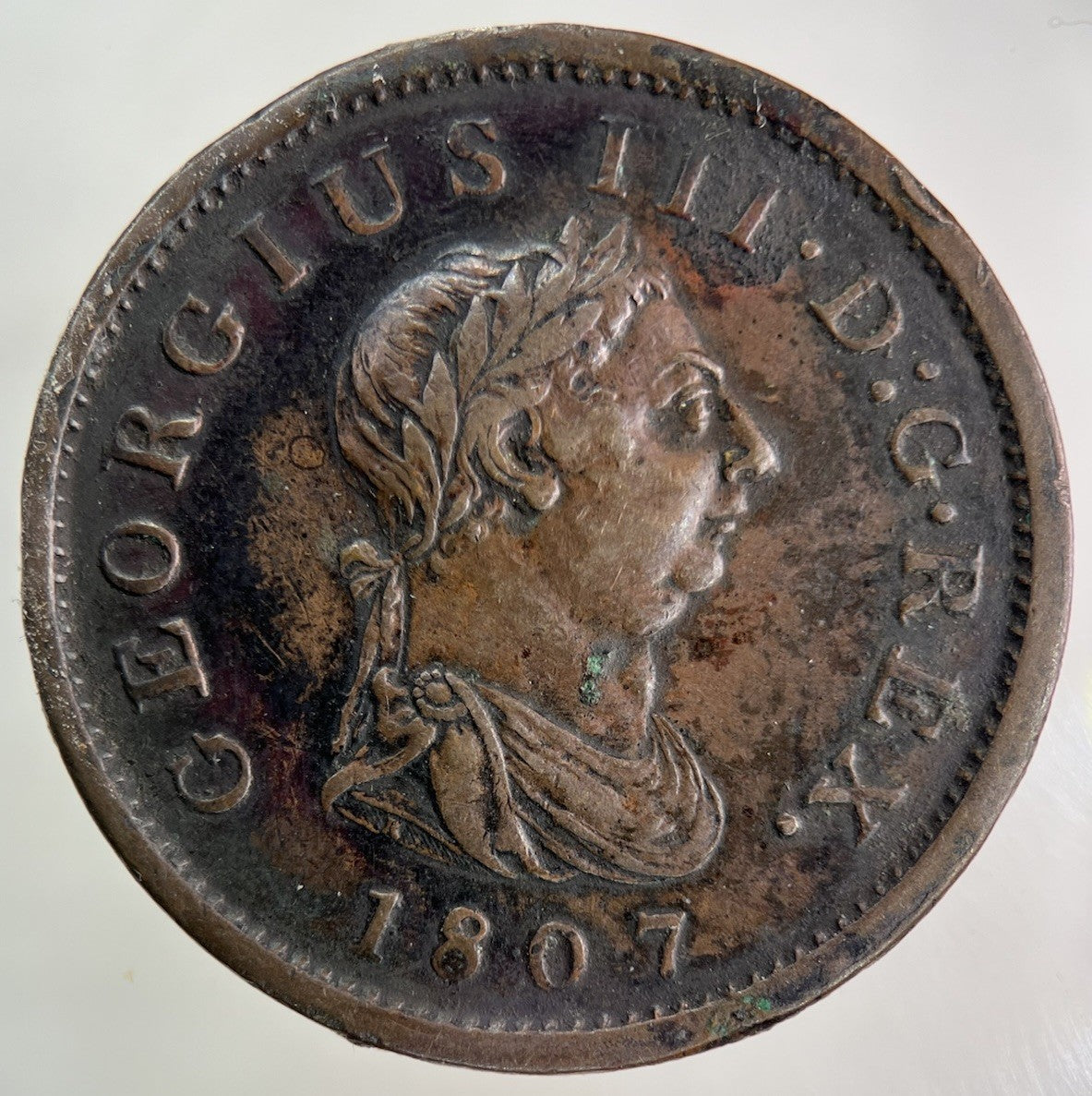1807 George III 3rd One Penny Coin | Very Fine Grade