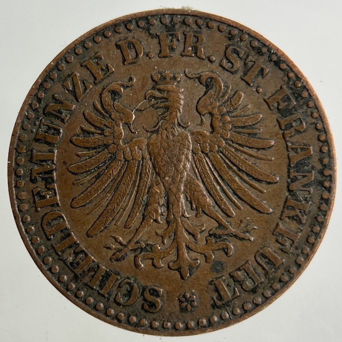 1863 Germany Frankfurt One Heller Coin | Fine Collectable Grade