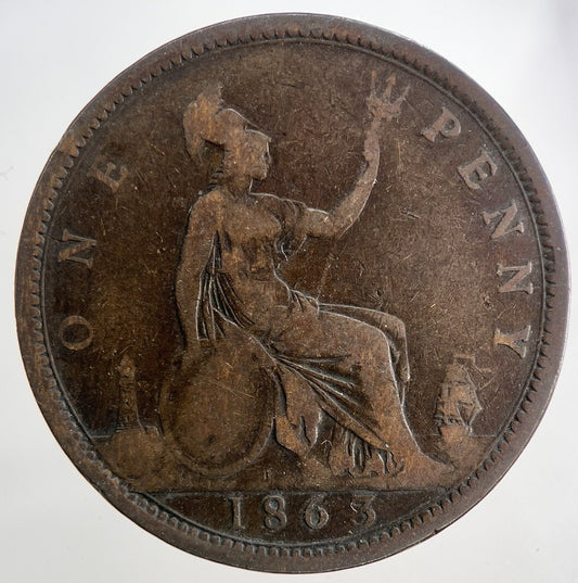 1863 Victoria One Penny Coin | Fine Collectable Grade | a9396