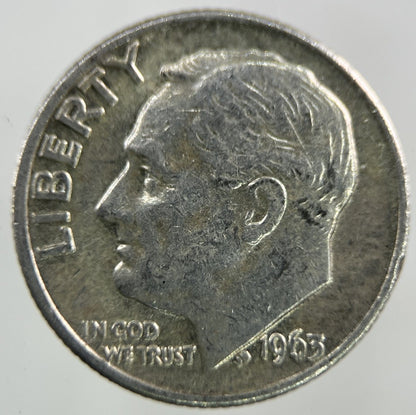 1963 - D US USA Roosevelt Dime Silver Coin | Fine Collectable Grade