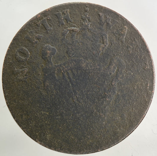 British North Wales Harp George Evasion Half - Penny Coin | Fair Grade