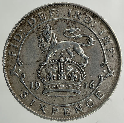 1916 George V Sixpence Silver Coin | Very High Grade