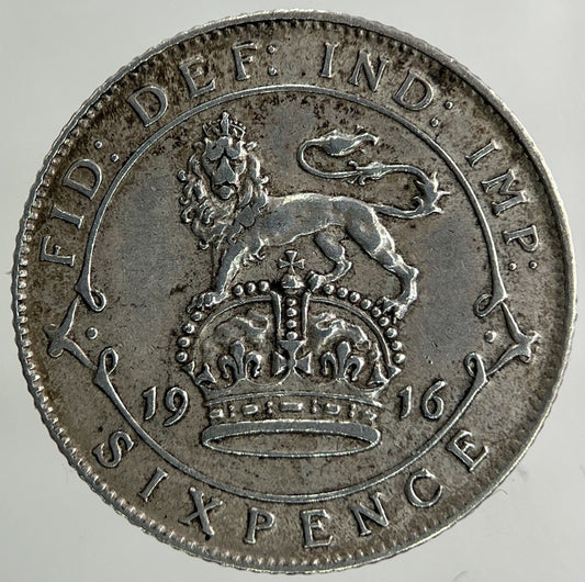 1916 George V Sixpence Silver Coin | Very High Grade