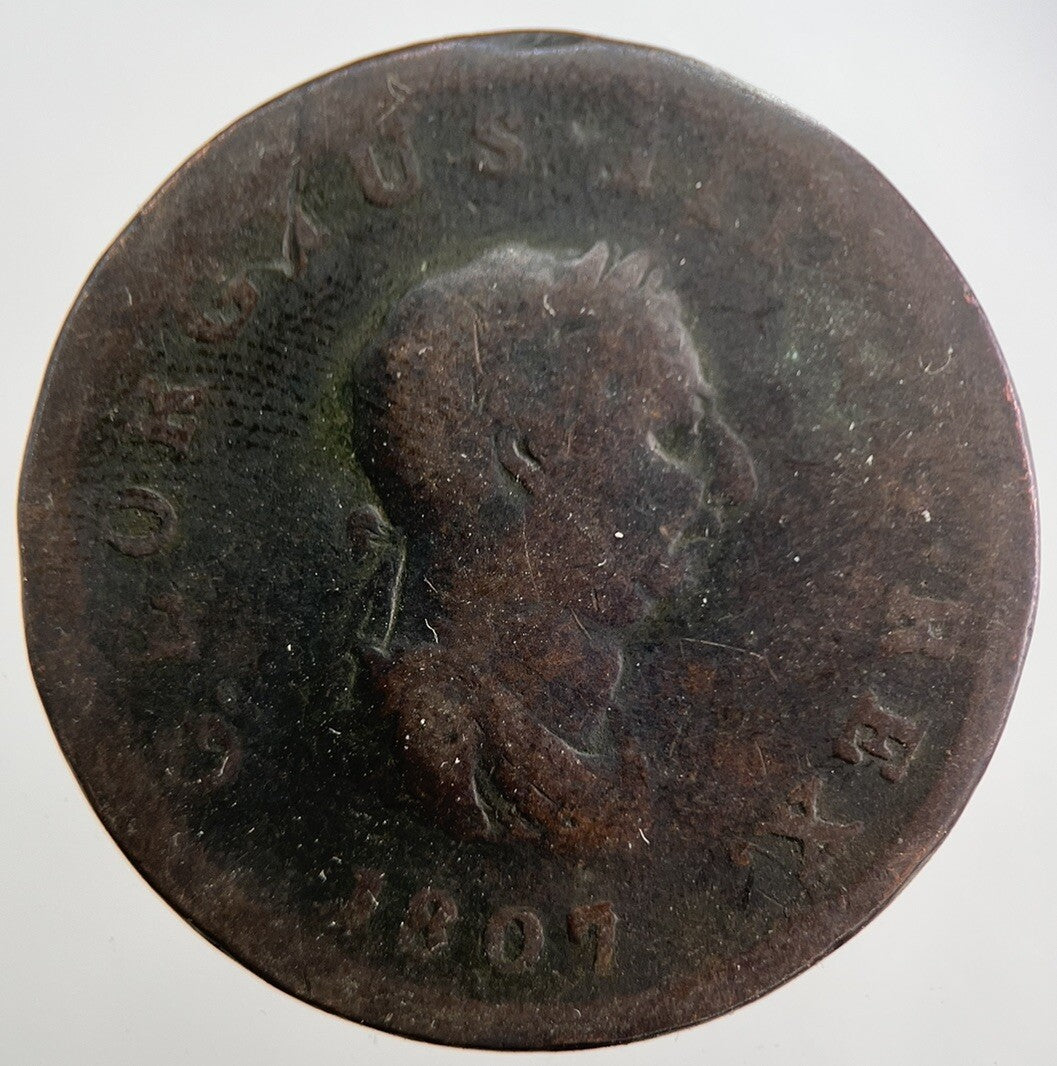 1807 George 3rd III Half - Penny British Coin | Worn Grade | a7521