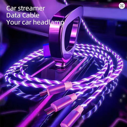 3 in 1 Purple LED USB Cable Charging Cable Charger iPhone Lightening Type C