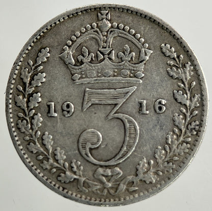 1916 George V Threepence Silver Coin | Fine Collectable Grade