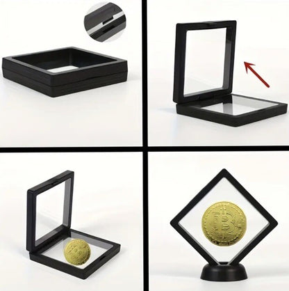 2 x Black Transparent Coin Display Stand For 1oz Silver or Gold Coins