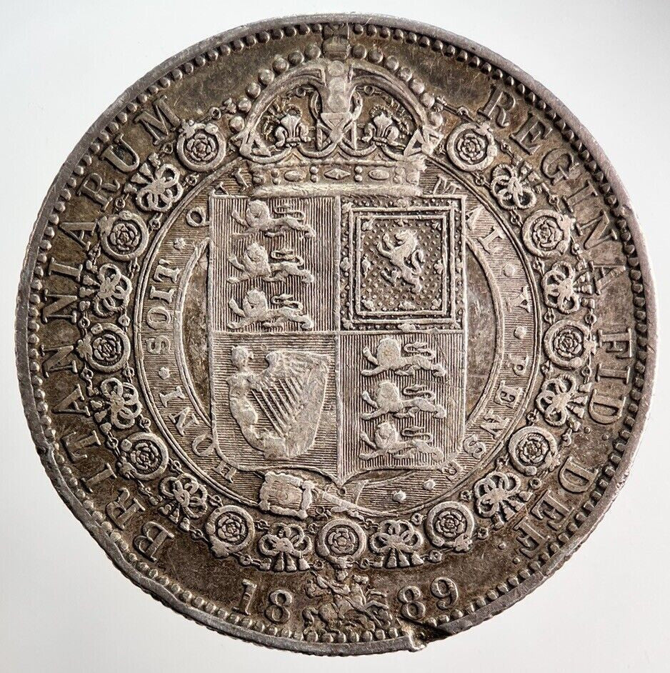 1889 Victoria Half - Crown Silver Coin | Very High Grade