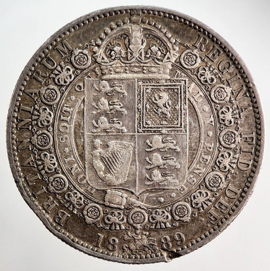 1889 Victoria Half - Crown Silver Coin | Very High Grade