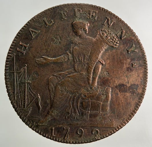 1792 London & Middlesex Half - Penny Coin | Fine Collectable Grade
