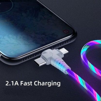 3 in 1 Red LED USB Cable Charging Cable Multi Charger iPhone Lightening Type C