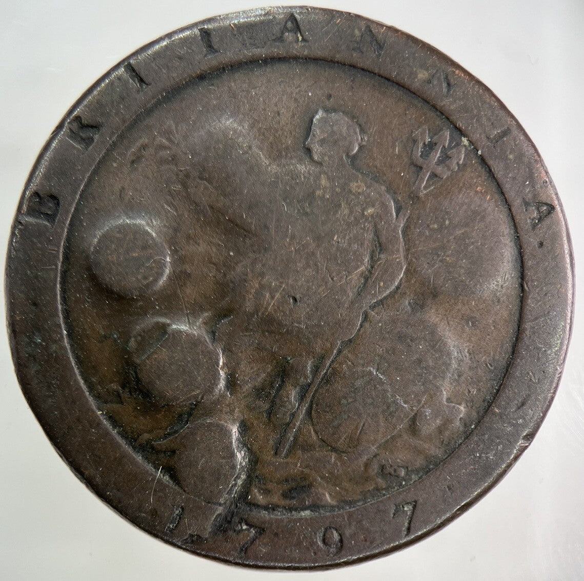 1797 George III 3rd Stamped Cartwheel One Penny Coin | Fair Grade