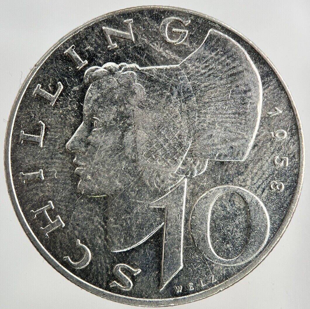 1958 Austria 10 Schilling Silver Coin | Collectable Grade
