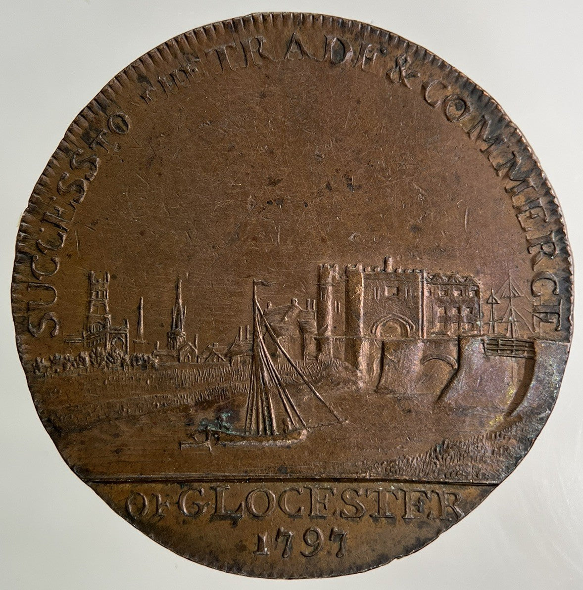 1797 Gloucester Berkeley Canal Conder Half - Penny Coin | Very High Grade