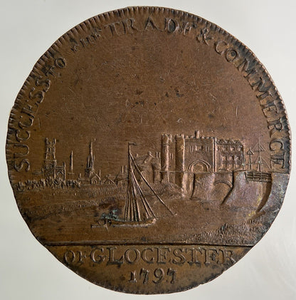 1797 Gloucester Berkeley Canal Conder Half - Penny Coin | Very High Grade