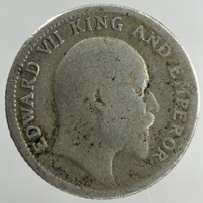 1905 India 1/4 Quarter Rupee Silver Coin | Fair Grade