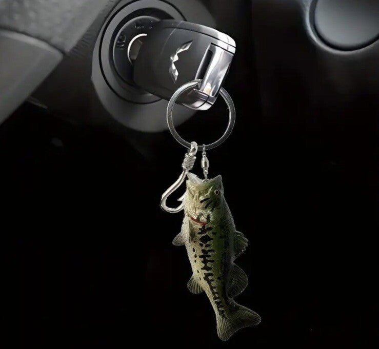 Mini Bass Fish Fishing Shaped Keyring Premium Keychain Gift UK
