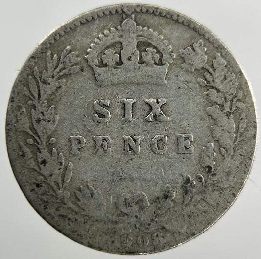 1908 Edward VII Sixpence Silver Coin | Fair Grade