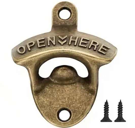 Metal Wall Mounted Beer Bottle Opener Traditional Pub Design / Rustic Retro