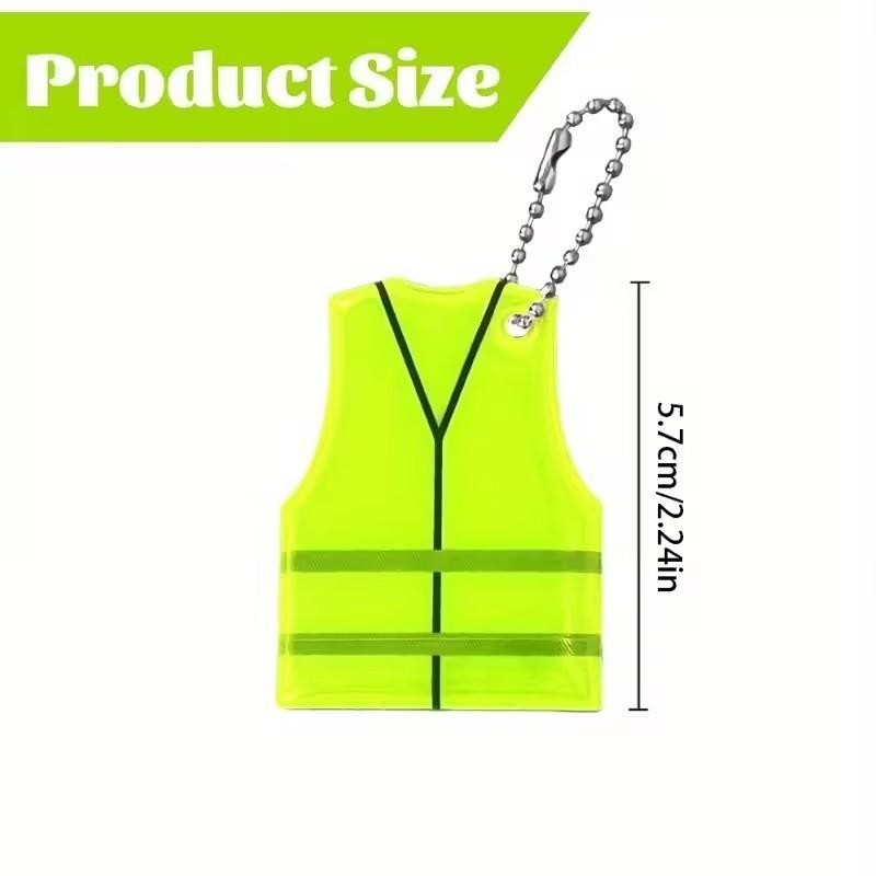 Mini Neon Yellow Vest Workers Jacket Reflective Night Keyring Keychain Gift UK