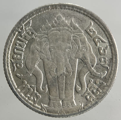 1913 - 18 Thailand Quarter 1/4 Baht Silver Elephant Coin | Fine Collectable Grade