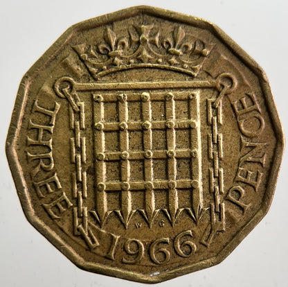 1966 British Brass Threepence Coin | Fine Collectable Grade | a7358