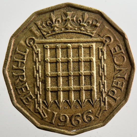 1966 British Brass Threepence Coin | Fine Collectable Grade | a7358