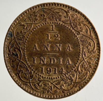 1914 India 1/12 Anna Coin | Very High Grade