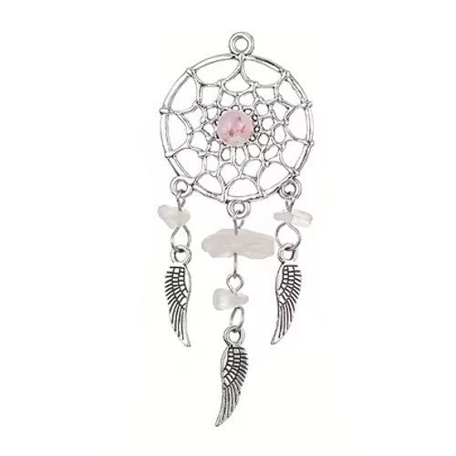 Mini Metal Pink Stones Dream Catcher Charm Keyring Keychain Gift UK