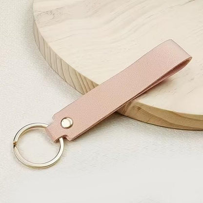 2 x Light Pink Key - Ring Leather Belt Loop Keychain Fob Holder Clip Hook UK