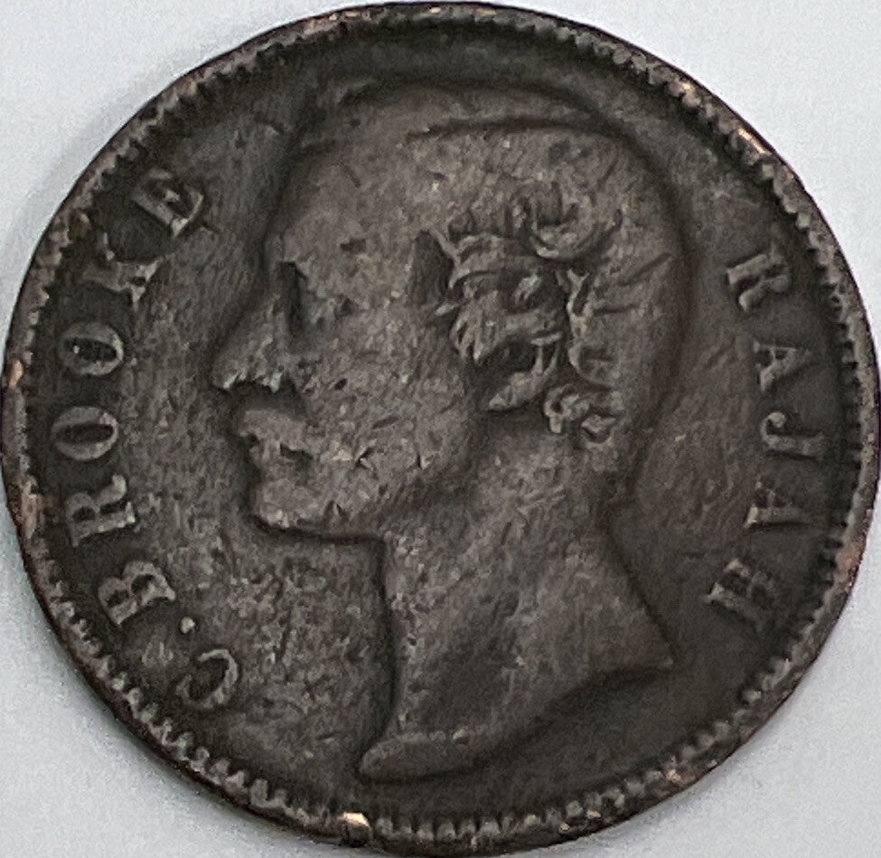 1885 One 1 Cent Sarawak | Brooke Rajah Malaysia Copper Coin | Fair Grade | a444