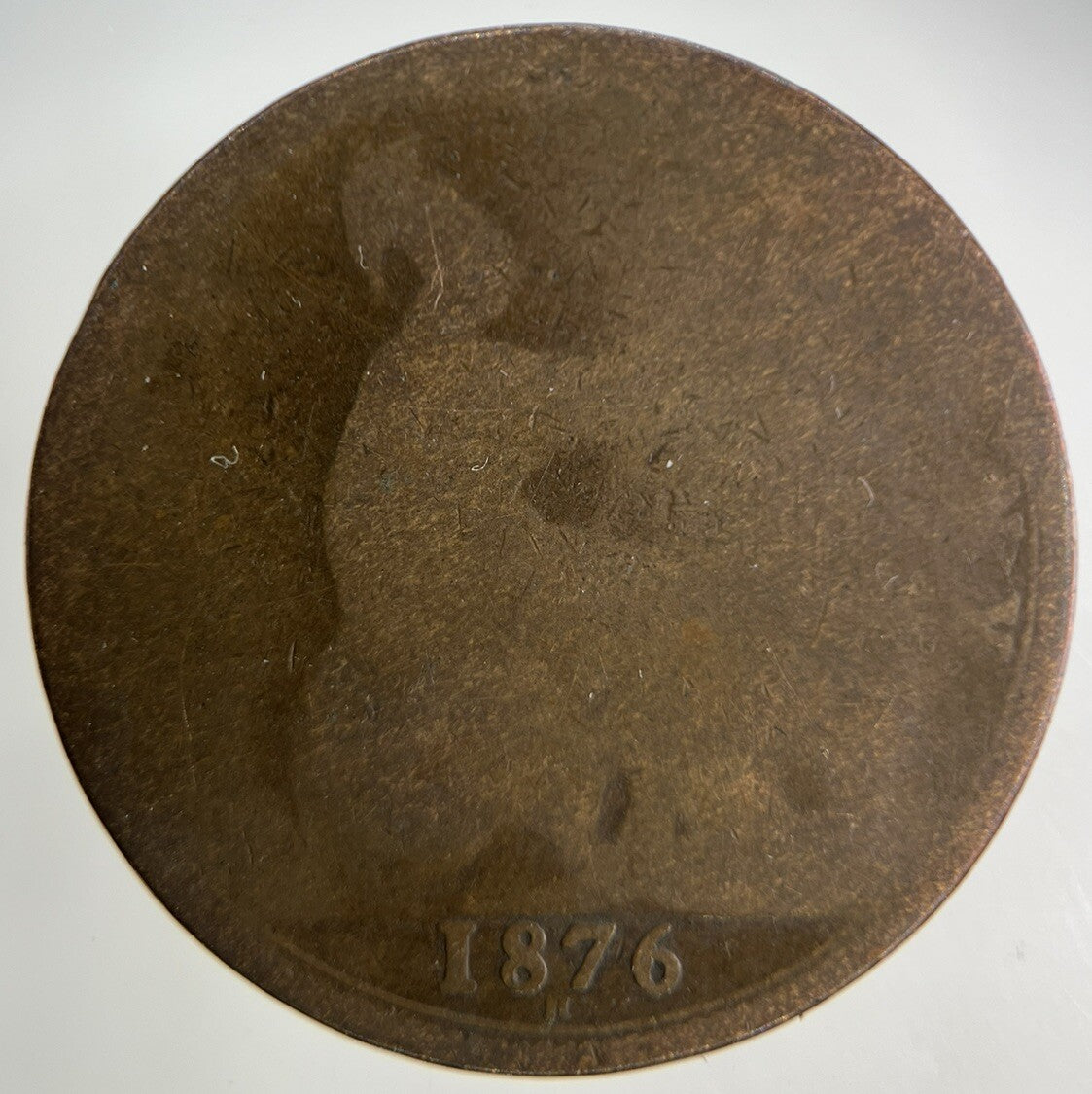 1876 - H Victoria One Penny Coin | Fair Grade